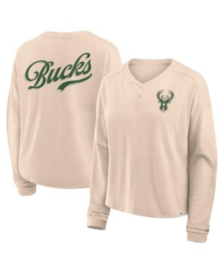 Women's&nbsp;Fanatics Natural Milwaukee Bucks Boxed Out Drop Fashion Long Sleeve T-Shirt