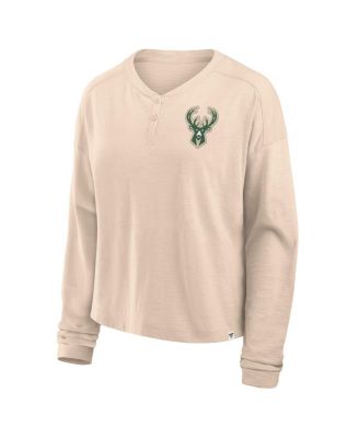 Women's&nbsp;Fanatics Natural Milwaukee Bucks Boxed Out Drop Fashion Long Sleeve T-Shirt