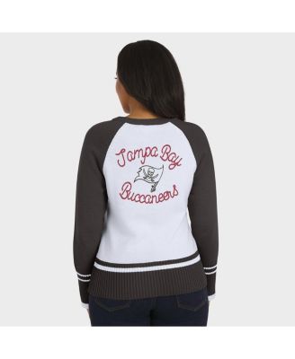 Women's White/Pewter Tampa Bay Buccaneers Color Block Raglan Sweater