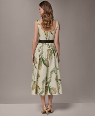 Women's Floral Sleeveless Midi A-Line Dress