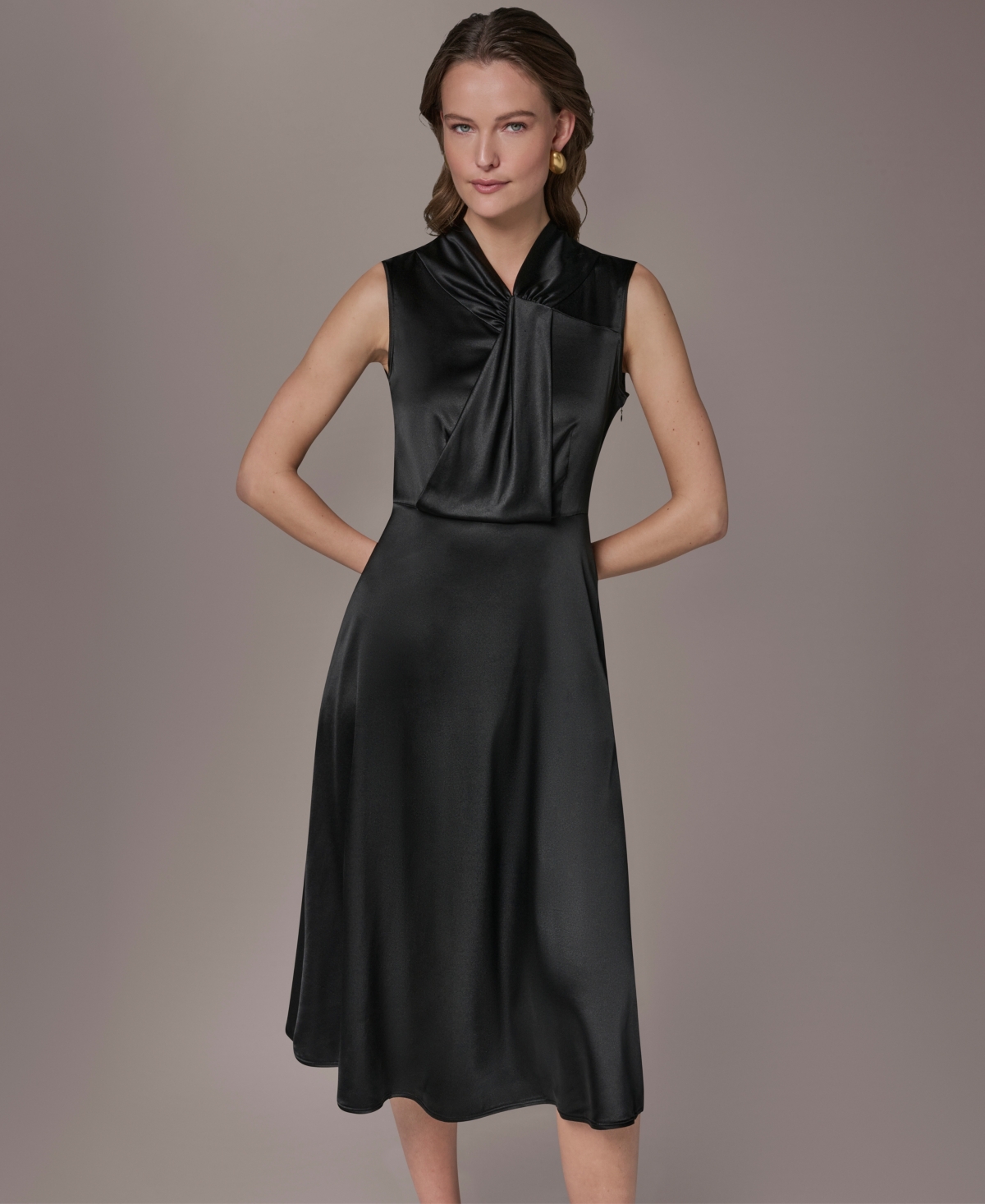 Donna Karan New York Women's Mock Neck A-Line Dress