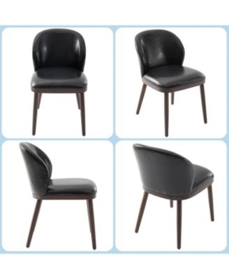 Dining Chairs Set of 4, Upholstered Kitchen Chairs with Ergonomic Back & Wood Legs