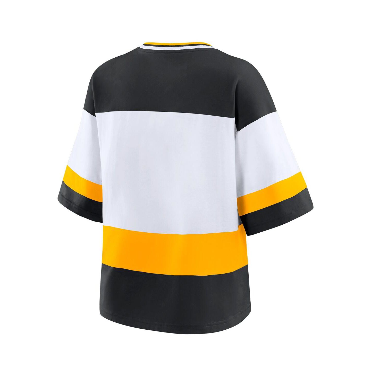 Женская футболка WEAR by Erin Andrews Black/White Boston Bruins Jersey Style — фото 3