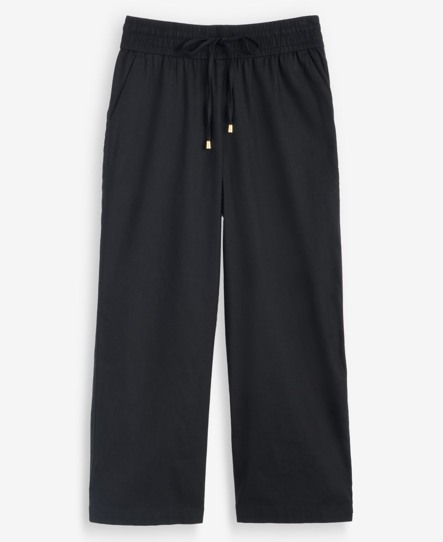 Женские брюки I.N.C. International Concepts Petite Cropped Linen Wide-Leg, цвет: Глубокий чёрный — фото 3