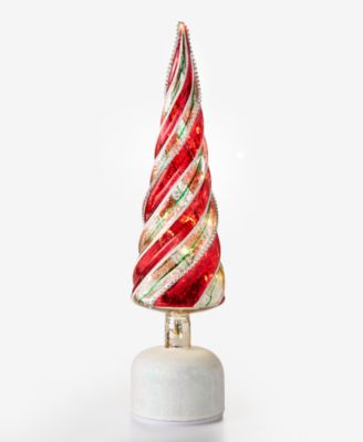 Heritage Glass Rotating Lighted Tree Tabletop Decor