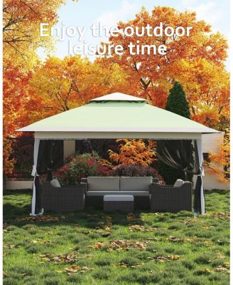 13x13 FT Gazebo Tent Outdoor Pop Up Canopy Tent with Netting, Adjustable Height Instant Gazebos