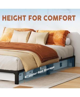 Full Bed Frame 14 Inch Metal Platform No Box Spring No Screws 800 Lbs Heavy Duty Tool-Free Iron Slats