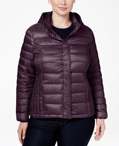 32 Degrees Plus Size Hooded Packable Down Puffer Coat - Coats - Women - Macy&#39;s