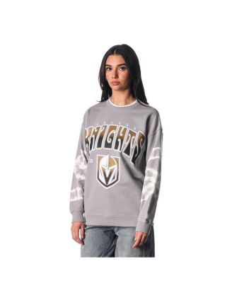 Men's and Women's Gray Vegas Golden Knights Tie-Dye Double Collar Pullover Sweatshirt