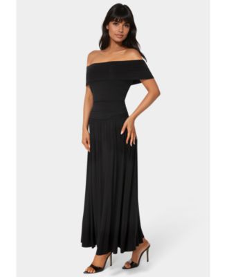 Women's Off the Shoulder Drop Waist Maxi Dress