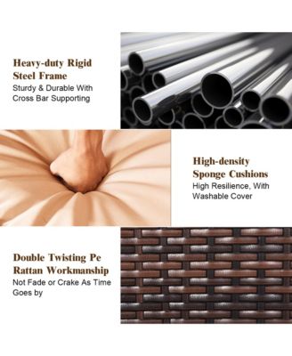 3PC Rattan Furniture Sofa Lounge Chaise Set Outdoor Patio Garden