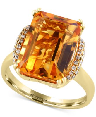 EFFY Collection - Citrine (7-1/5 ct. t.w.) and Diamond (1/8 ct. t.w.) Statement Ring in 14k Gold