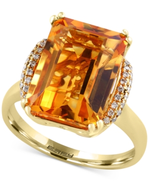 image of Sunset by Effy Citrine (7-1/5 ct. t.w.) and Diamond (1/8 ct. t.w.) Statement Ring in 14k Gold