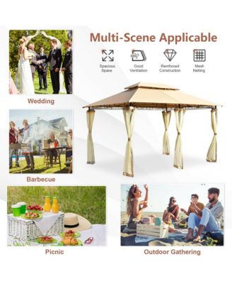 2-Tier 10'x13' Steel Gazebo Canopy Tent Shelter Patio Garden Outdoor Netting