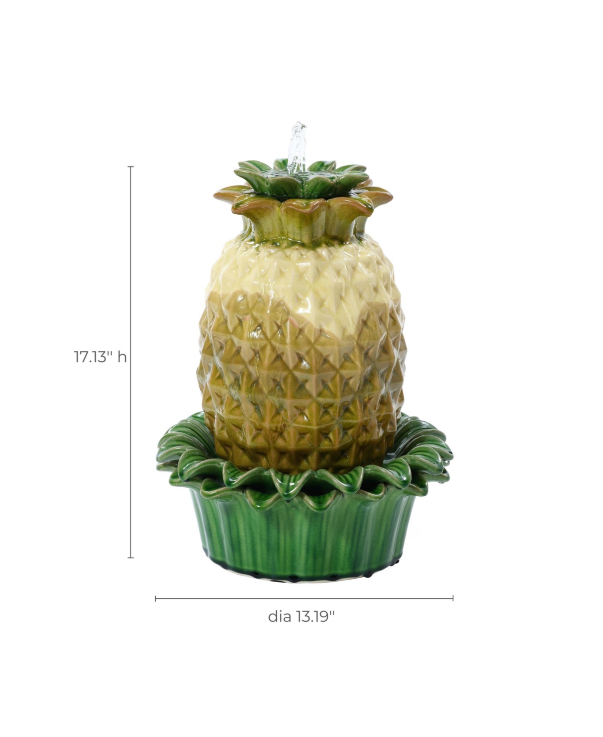 LuxenHome Pineapple Ceramic Indoor/Outdoor 17.1-In Tall Tabletop Fountain, Tan Top