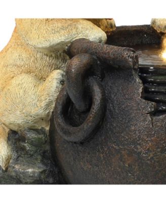 Puppy Love Farmhouse Resin Outdoor Fountain with Lights