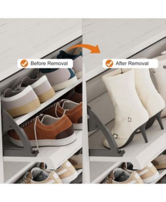 Shoe Cabinet with 6 Flip Drawers Narrow Cabinet with Adjustable and Removable Shelves Modern Wooden Shoe Organizer with Hidden Handle