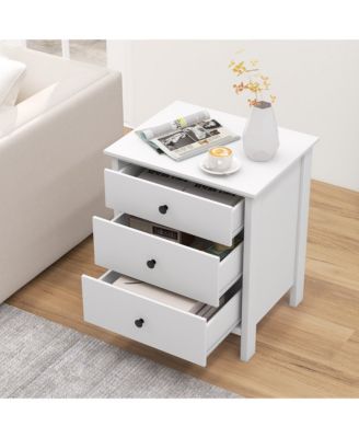 3-Drawer Nightstand Wooden Bedside Table Modern Side End Table Space-Saving