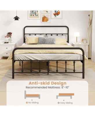 Queen Size Bed Frame with Headboard Under Bed Storage No Box Spring Needed