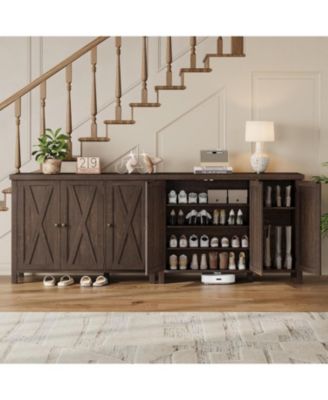 Shoe Cabinet with Doors Farmhouse 35 in Shoe Storage Cabinet 4-Tier Entryway Shoe Storage Large Shoe Organizer Cabinet