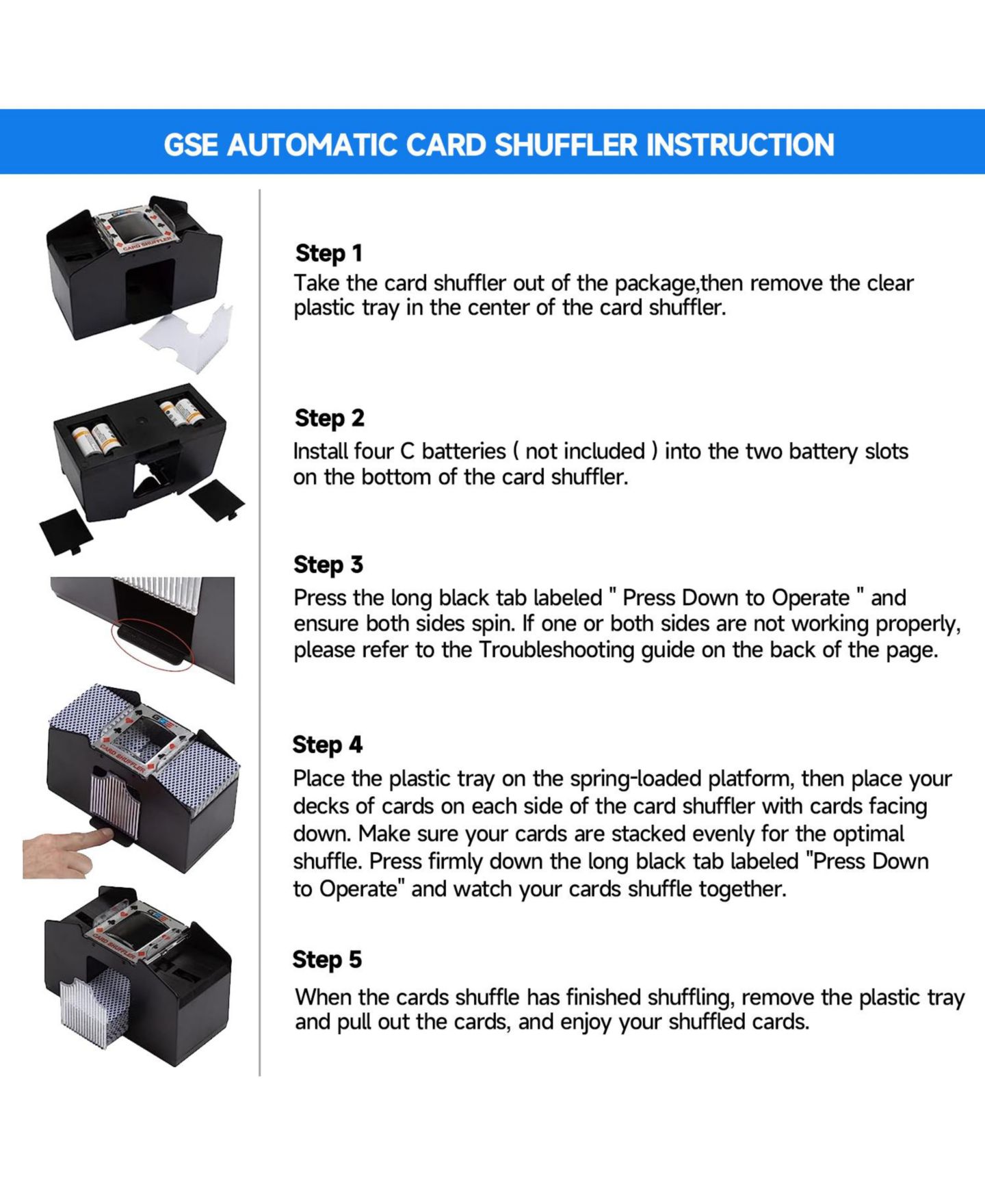 Детская игрушка GSE Games & Sports Expert Automatic Battery-Operated Card Shuffler, Ages 14 & Up, цвет: Чёрный — фото 3