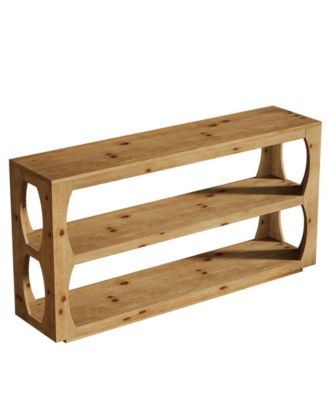 Solid Wood Console Table with 3-Tier Storage, 63" Long Farmhouse Narrow Entryway Table