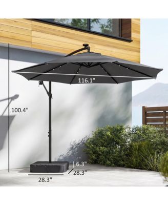 10 ft Offset Cantilever Patio Umbrella w/ Light, Weight,