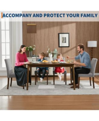 Upholstered Dining Chairs Set of 2, Modern Linen Parsons Chairs with Wood Legs