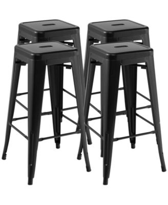 30'' Set of 4 Stackable Backless Metal Bar Stools w/ Footrest for Kitchen