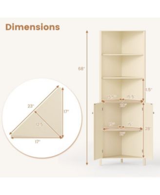 Tall Corner Bathroom Cabinet 68 Inch with Fluted Doors