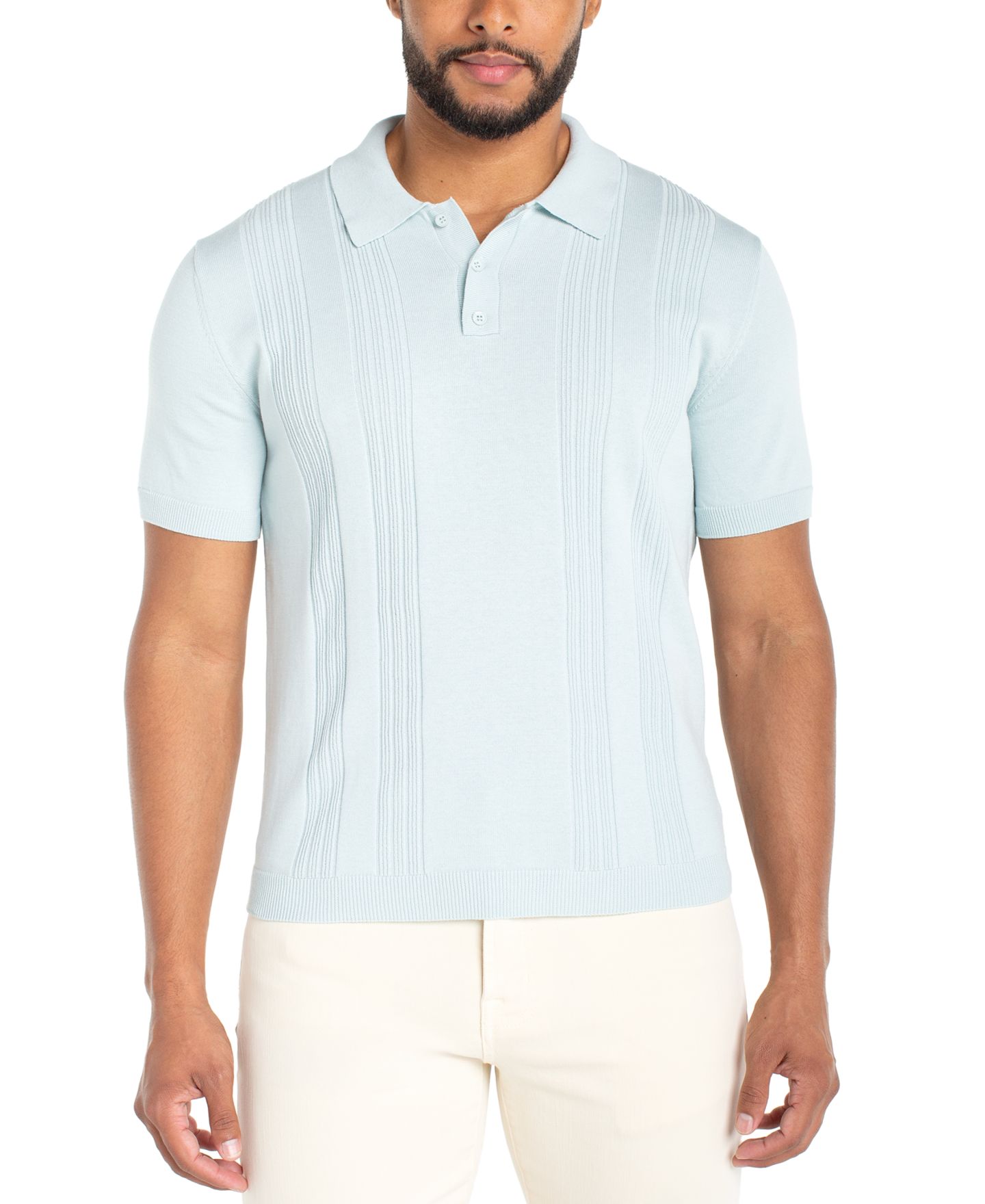 Мужской свитер Liverpool Los Angeles Short-Sleeve Knit Polo Sweater, цвет: Аквамариновый — фото 1