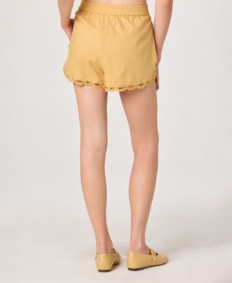 Women's High-Rise Scalloped Embroidered Mini Shorts