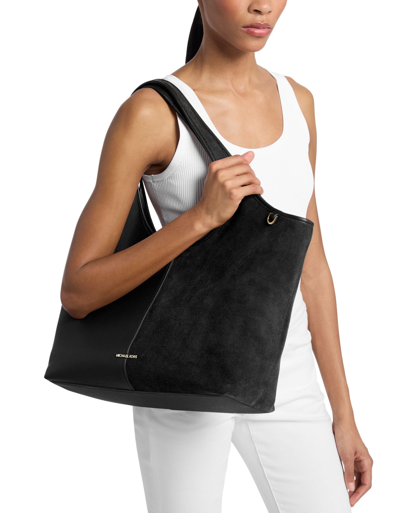 Женская сумка Michael Kors Henly Large Shopper Tote Handbag, цвет: Чёрный — фото 2