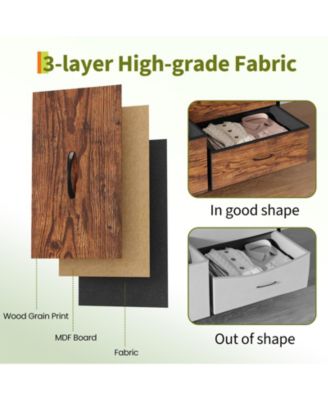 8 Drawer Fabric Dresser TV Stand with Wooden Top,Metal Frame Storage Chest,Wide Closet Organizer for Bedroom Living Room