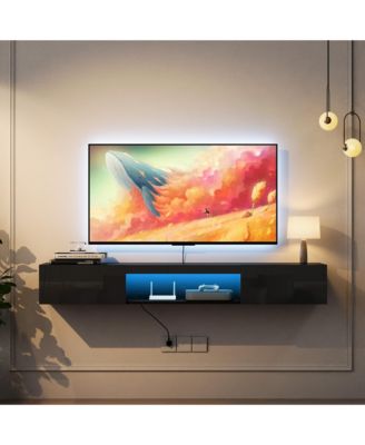 Wall Mounted Floating TV Stand with Remote Control Cable Management Media Console Table Entertainment Center