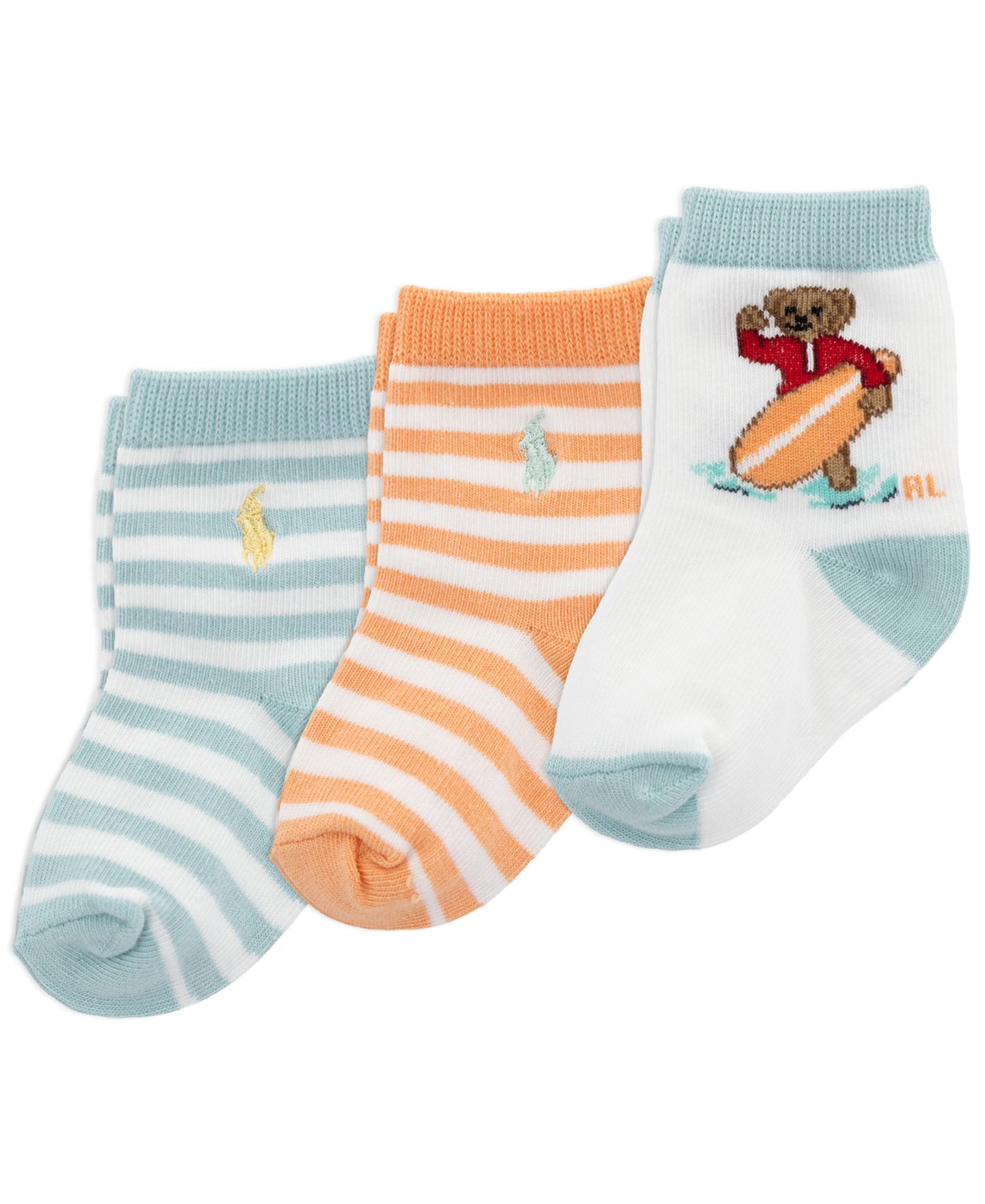 Носки Baby, вышивка, 3 шт. — Polo Ralph Lauren, цвет: Белый — фото 1