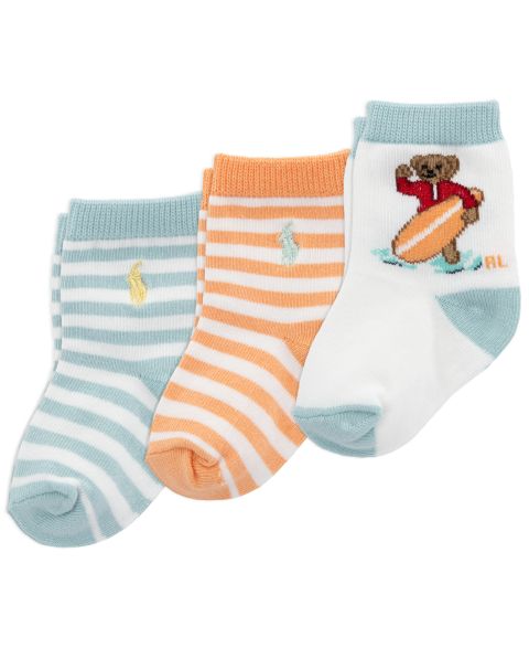 Носки Baby, вышивка, 3 шт. — Polo Ralph Lauren, цвет: Белый