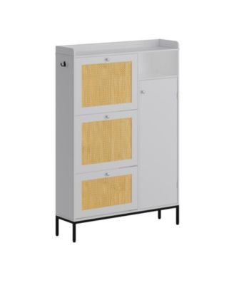  3-Drawer  Rattan Adjustable Shelves, Freestanding  Shoe Storage Cabinet