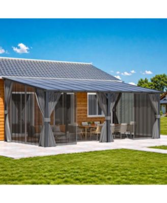  Wall Gazebo with Curtains and Mosquito Netting