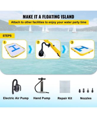 Inflatable Dock Platform, 8 x 5 ft Inflatable Floating Dock with Electric Air Pump