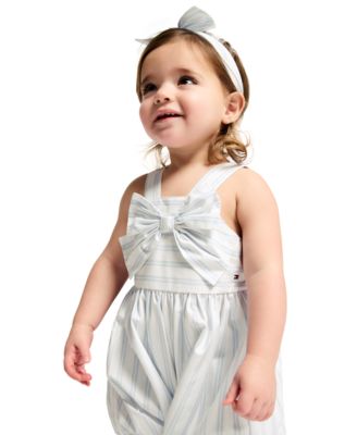 Baby Girls' Striped Romper & Headband, 2-Piece Set