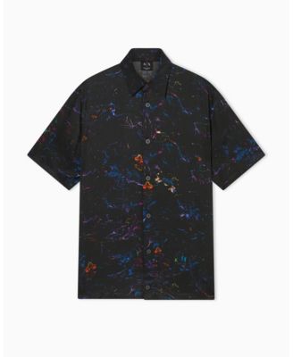 Men's Short Sleeve Silky Printed Button Up Shirt