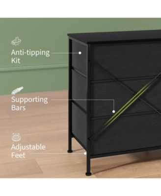 8 Drawer Fabric Dresser TV Stand with Wooden Top,Metal Frame Storage Chest,Wide Closet Organizer for Bedroom Living Room