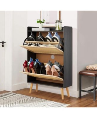 Shoe Cabinet with Doors Storage Organizer Sturdy MDF Shoe Rack Space Saving Shoe Shelf Modern White Shoe Storage Cabinet for Entryway Closet