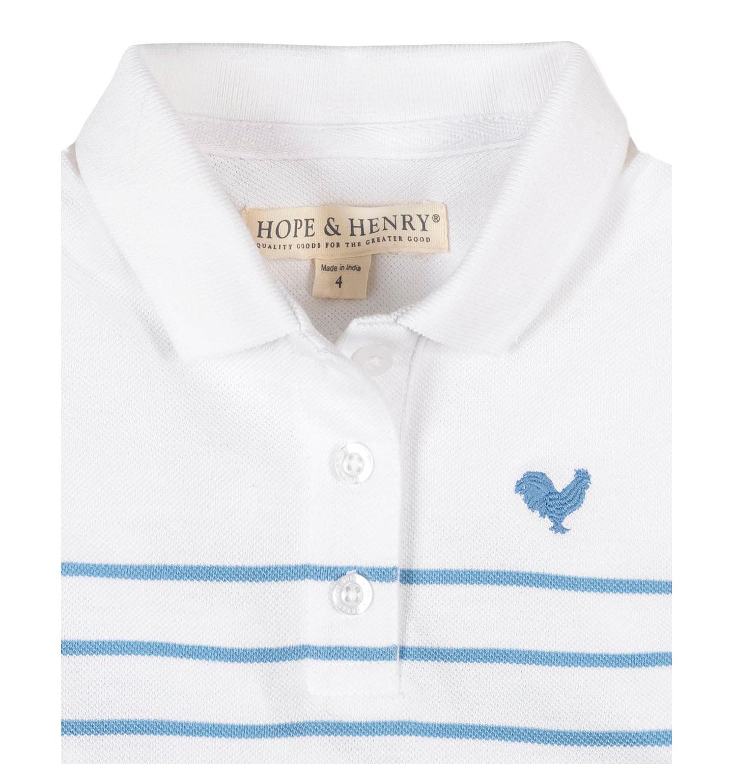 Платье Hope & Henry Organic Puff Sleeve Pique Polo Dress для девочек-малышей, цвет: Полосатый — фото 3