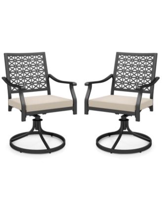 2 PCS Outdoor Swivel Chairs Patio Dining Chairs with Padded Cushions High Back
