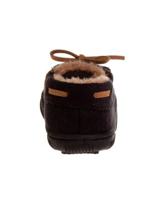Little Boys Moccasins Slippers Classic Fuzzy Lining Cozy Indoor/Outdoor Sole (Little 11-12/ 13-4)