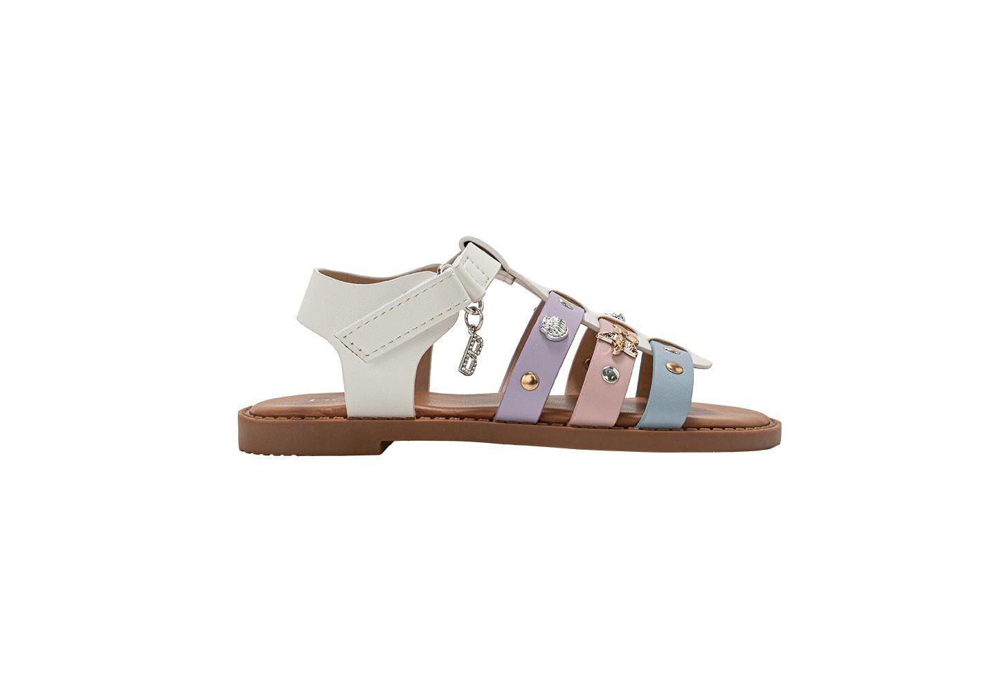 Сандалии Bebe Sandals - Strappy Flat Sandals and Studded Summer Shoes для девочек, цвет: Пастельный разноцветный — фото 2