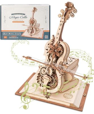 Magic Cello Adults 3D Puzzles, 3D Wooden Puzzles for Adults, Wooden Music Box Puzzle to Build, Unique Music Gift Hobby Kits Festival Gift