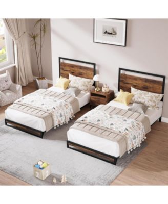 Bed Frame with Headboard and Footboard, Heavy Duty Slats Support with Under Bed Storage, Non-Slip, Easy Assembly